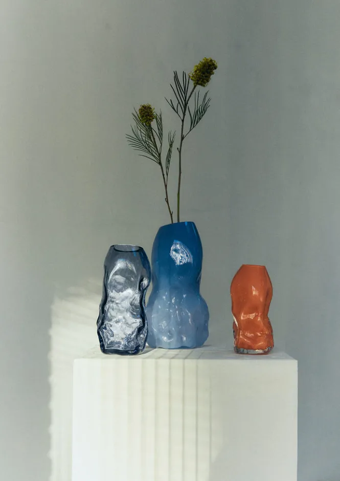 Glass|Decorative Pieces-TOAST Rosie Stonham Medium Membrane Vase ClearBlue
