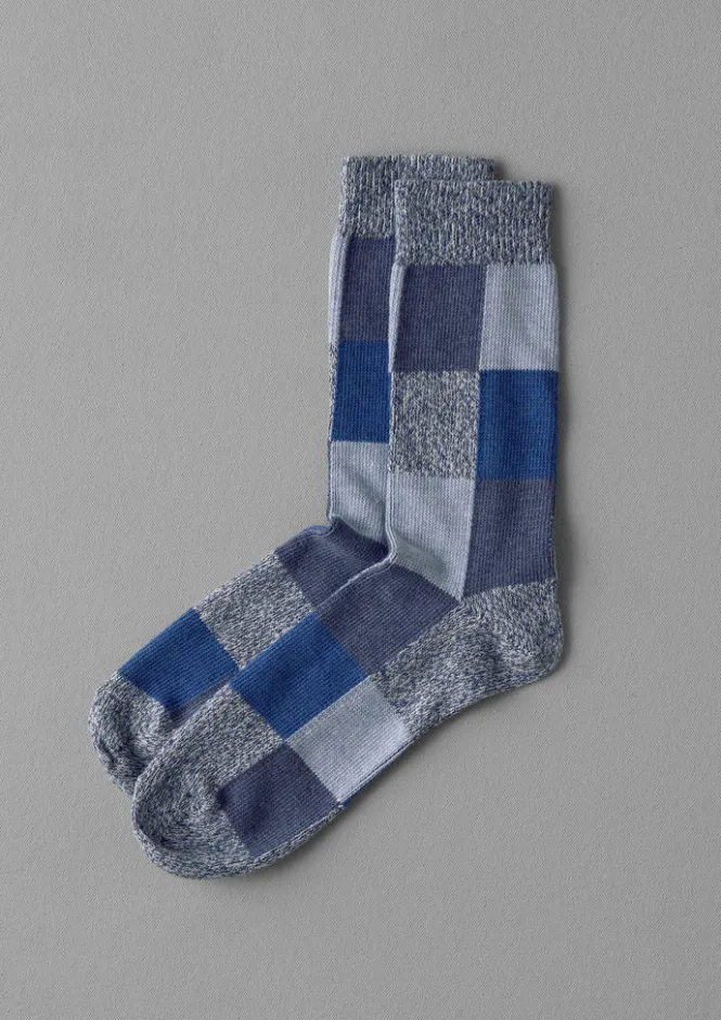 Socks & Tights-TOAST Rove Cotton Patchwork Socks BlueMulti