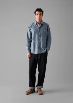 Shirts-TOAST Selvedge Cotton Chambray Shirt Indigo