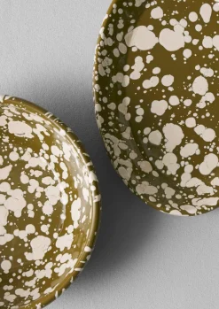 Outdoor|Kitchen-TOAST Splatter Enamel Platter Olive/Ecru