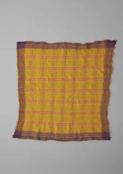 Hats, Scarves & Gloves-TOAST Stellar Boiled Wool Check Scarf Ochre