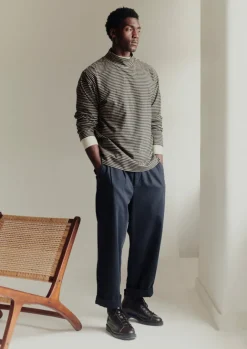 Tops & Tees-TOAST Stripe Cotton Jersey Long Sleeve Tee Grey/Sand