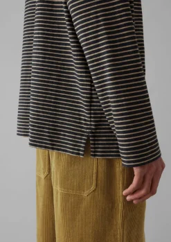 Tops & Tees-TOAST Stripe Cotton Jersey Long Sleeve Tee Grey/Sand
