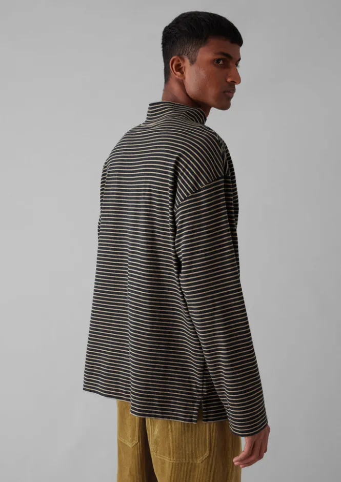 Tops & Tees-TOAST Stripe Cotton Jersey Long Sleeve Tee Grey/Sand