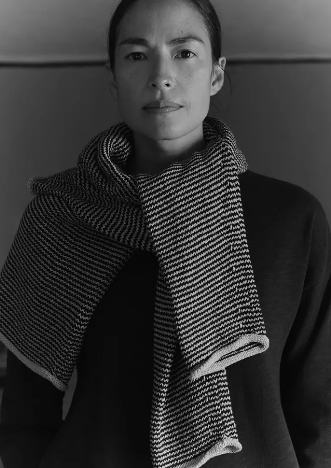 Linen|Jersey-TOAST Stripe Linen Cotton Sweater Navy/Putty