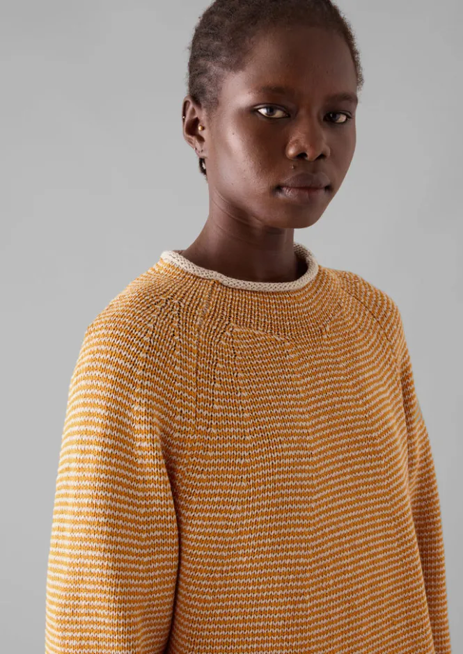 Linen|Jersey-TOAST Stripe Linen Cotton Sweater Spice/Putty