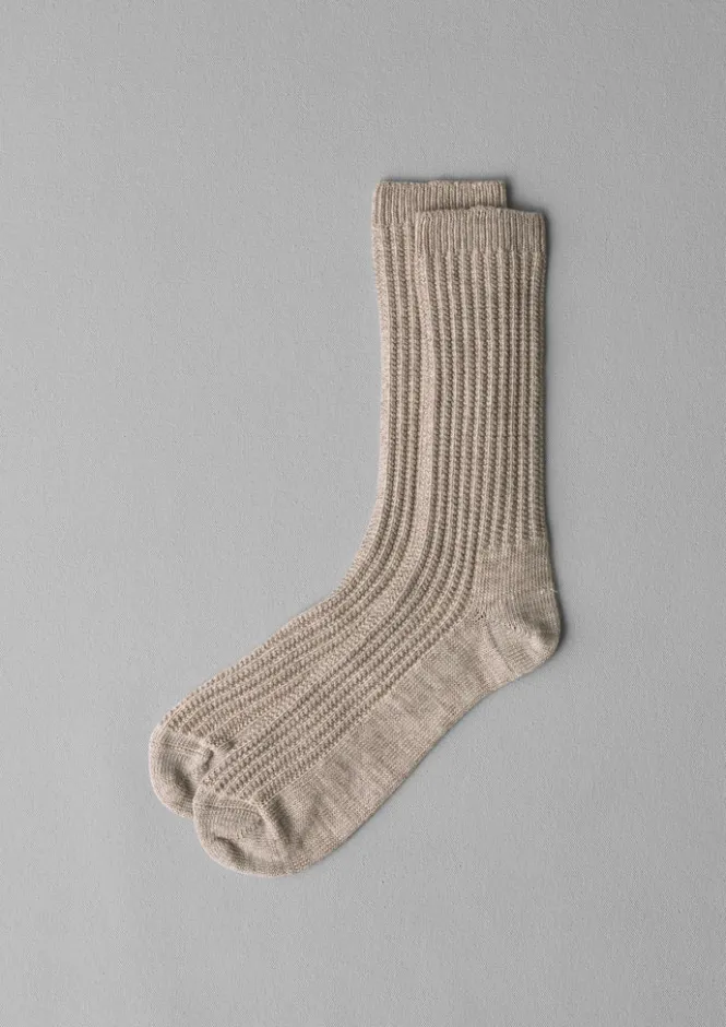 Socks-TOAST Textured Cotton Socks StoneMarl