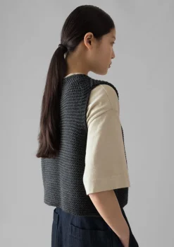 Knitwear-TOAST Textured Knit Gilet Charcoal