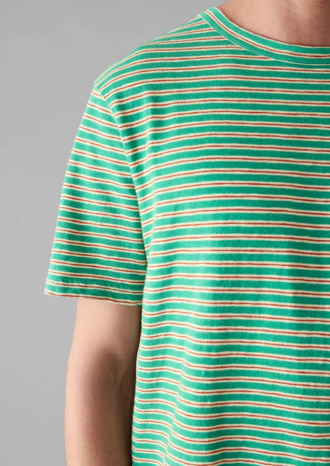 Tops & Tees-TOAST Theo Organic Cotton Stripe Short Sleeve Tee Green/Red