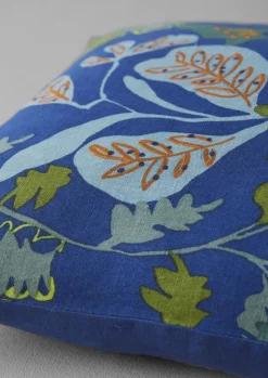 Textiles|Cushions & Covers-TOAST Trailing Foliage Linen Cushion Cover BlueObsidian/OasisGreen
