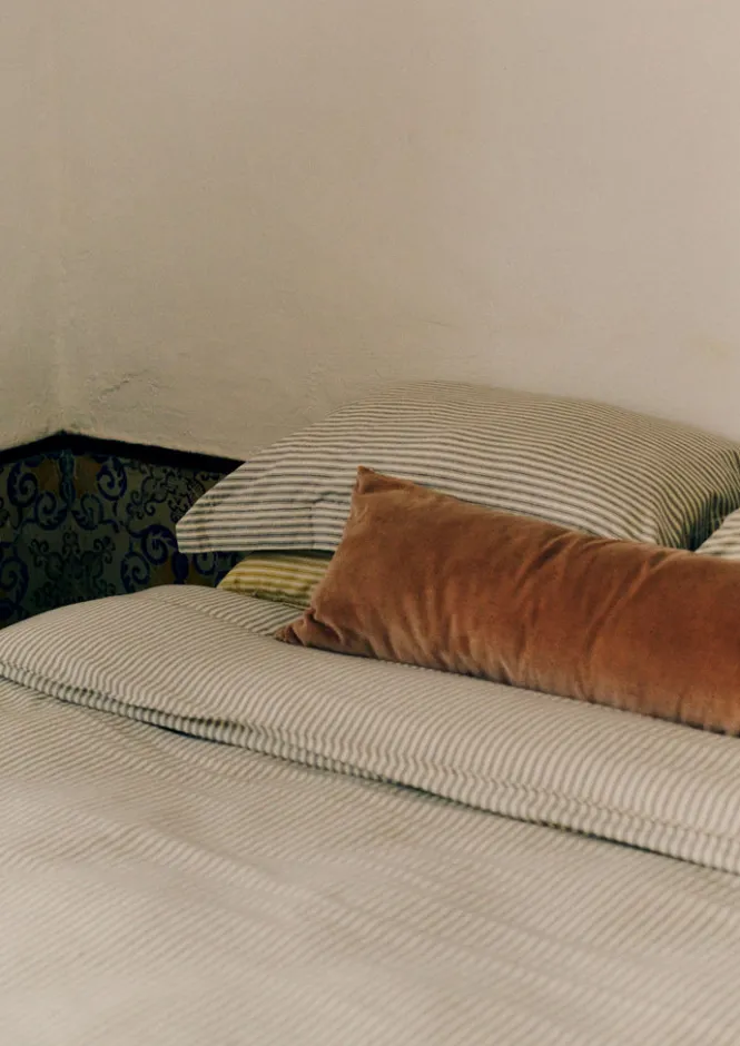 Textiles|Cushions & Covers-TOAST Velvet Bolster Cushion Hellebore/Natural