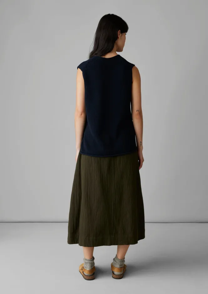 Linen|Loungewear-TOAST V-Neck Linen Cotton Knitted Tank DarkNavy