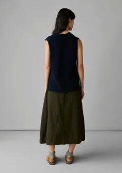 Linen|Loungewear-TOAST V-Neck Linen Cotton Knitted Tank DarkNavy