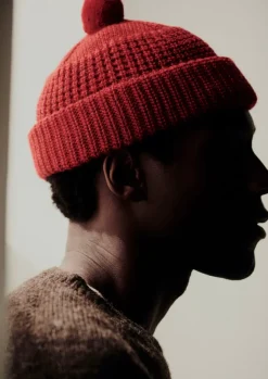 Hats, Scarves & Gloves-TOAST Waffle Stitch Wool Beanie CarmineRed