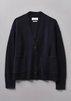 Cashmere|Knitwear-TOAST Wool Cashmere Boxy Cardigan DarkestNavy