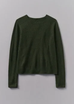 Knitwear-TOAST Wool Cashmere Neat Sweater DarkOlive
