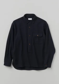 Shirts-TOAST Wool Cashmere Overshirt Navy