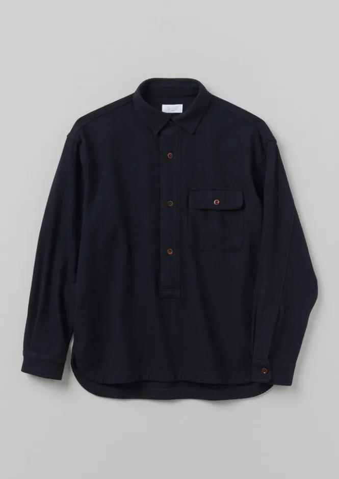 Shirts-TOAST Wool Cashmere Overshirt Navy