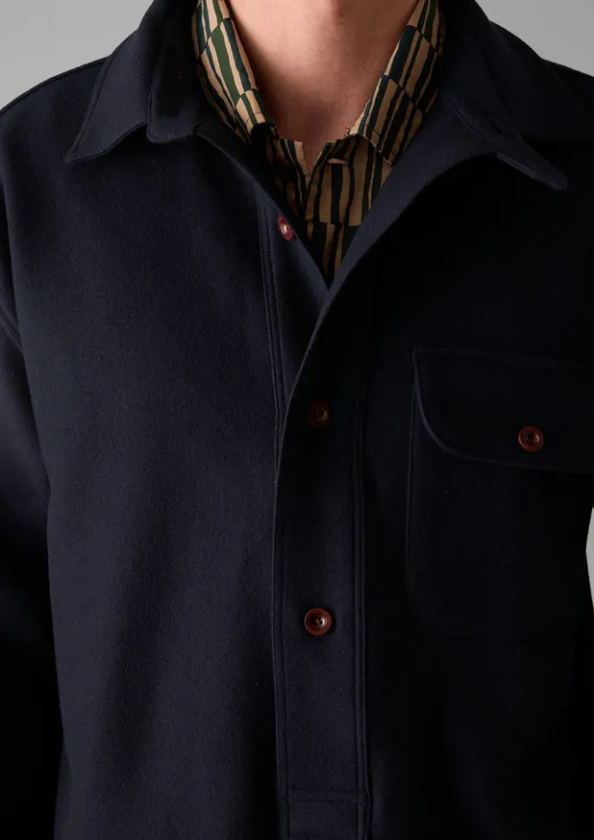 Shirts-TOAST Wool Cashmere Overshirt Navy